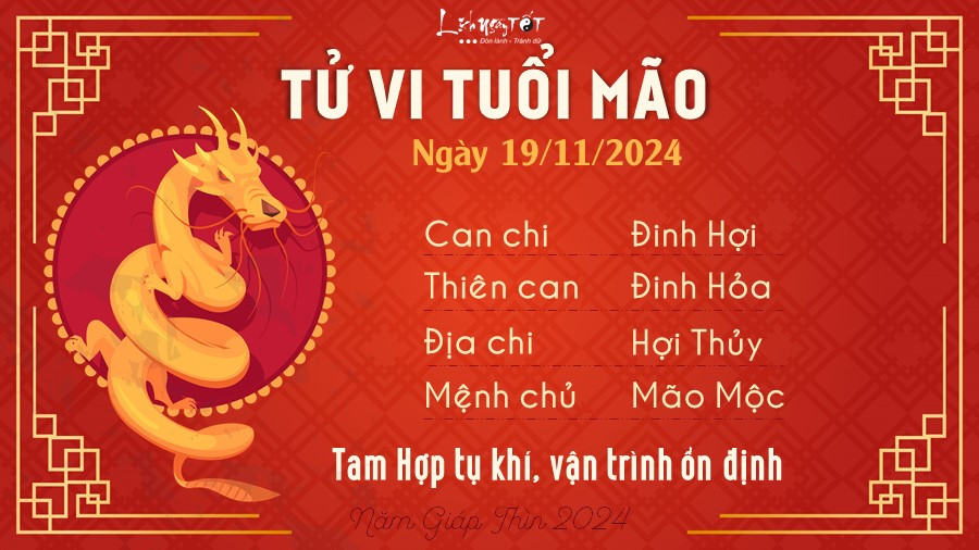 Tử vi Mão ngày 19 tháng 11 năm 2024 - Công việc thuận buồm