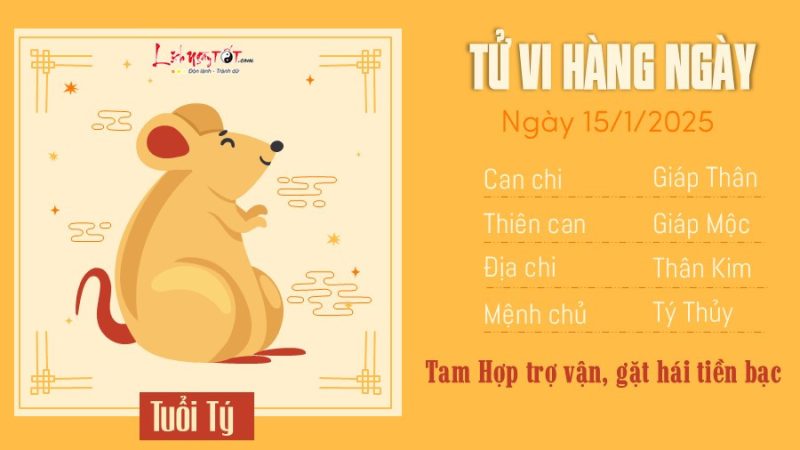 Tử vi ngày 15 tháng 1 năm 2025 cho tuổi Tý với quý nhân phù trợ