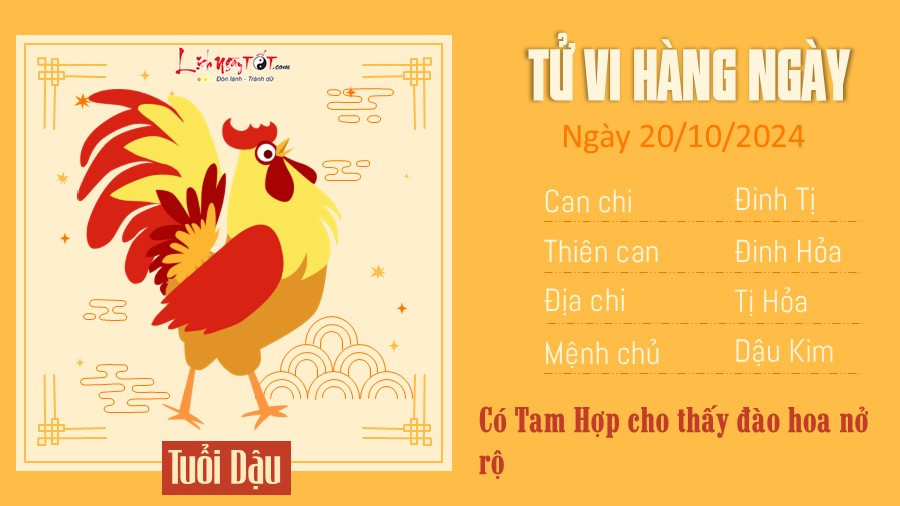 Tử vi ngày 20 10 của 12 con giáp tuổi Dậu đón nhận đào hoa và tài lộc dồi dào