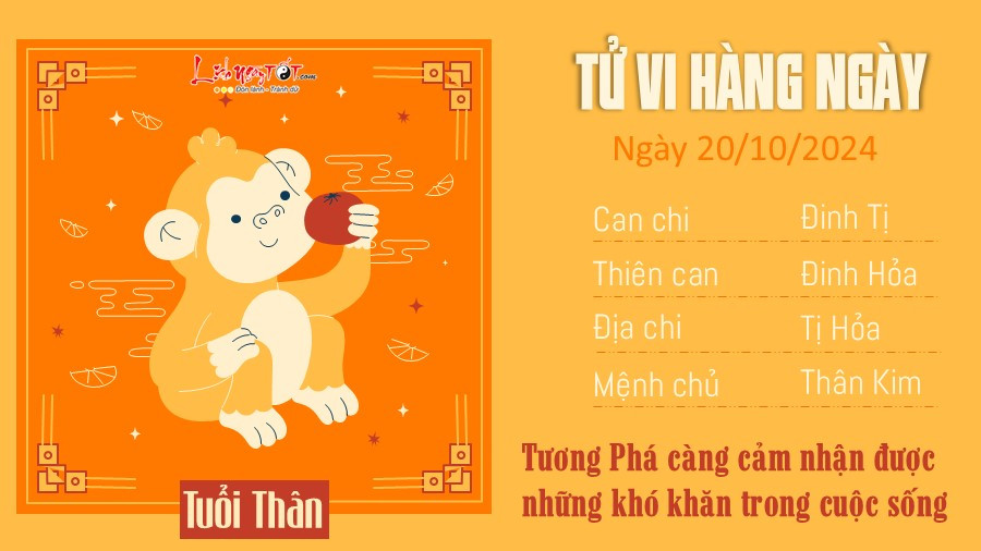 Tử vi ngày 20 10 của 12 con giáp tuổi Thân với khó khăn nhưng tài lộc và tình cảm khởi sắc