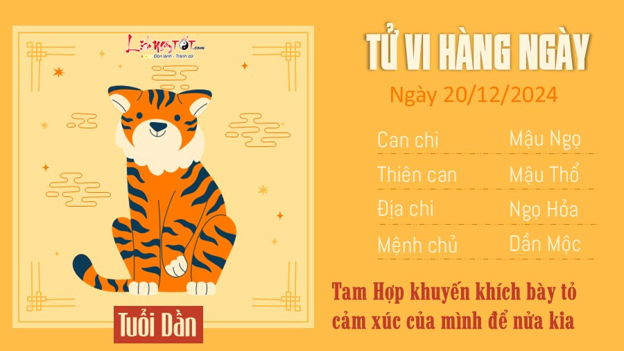 Tử vi ngày 20/12/2024 cho tuổi Dần, lời khuyên về tình cảm và sức khỏe