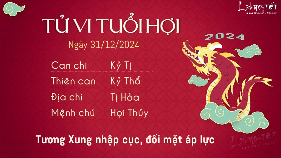 Tử vi ngày 31/12/2024 tuổi Hợi