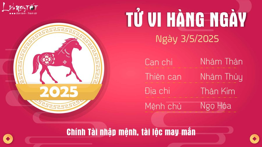 Tử vi ngày 3/5/2025 tuổi Ngọ