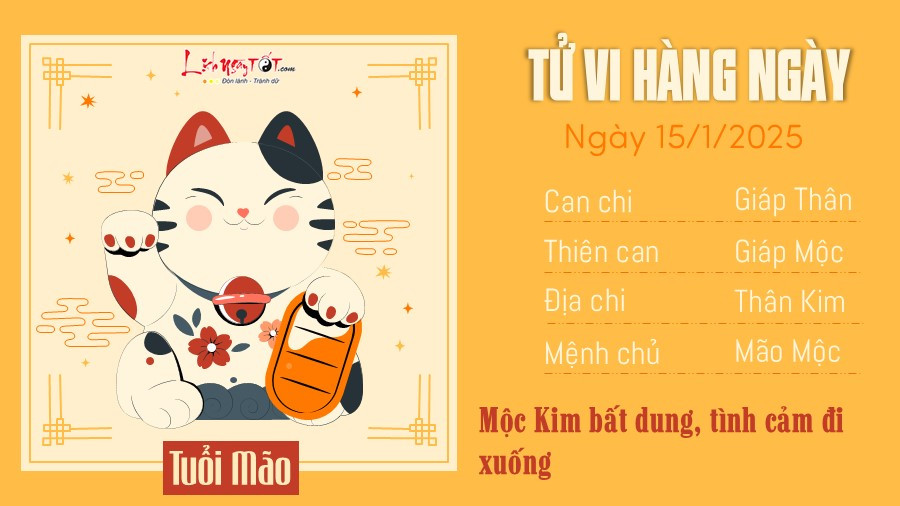 Tử vi tình duyên và tài lộc tuổi Mão ngày 15 tháng 1 năm 2025