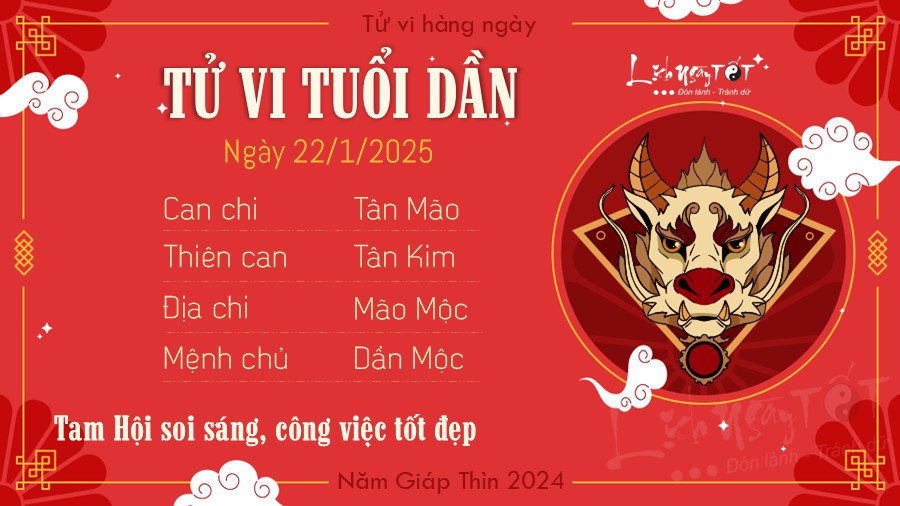 Tử vi tuổi Dần ngày 22 tháng 1 năm 2025
