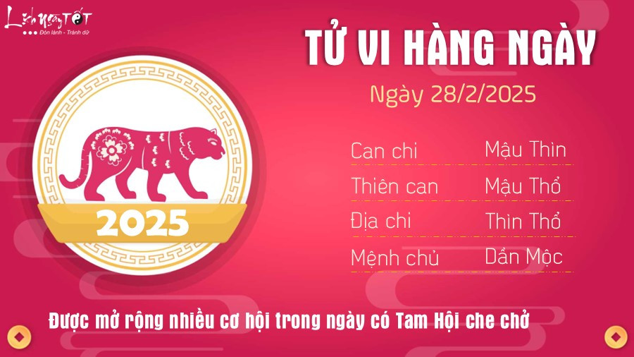 Tử vi tuổi Dần ngày 28 tháng 2 năm 2025
