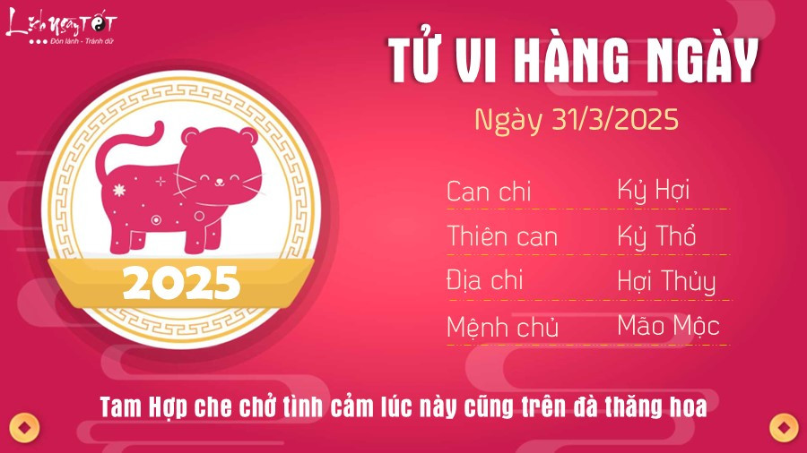 Tử vi tuổi Mão 31/3/2025 lịch ngày tốt