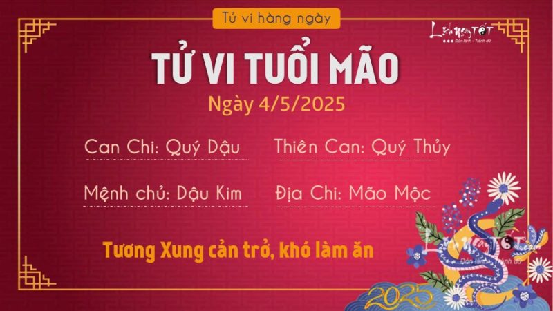 Tử vi tuổi Mão ngày 4/5/2025