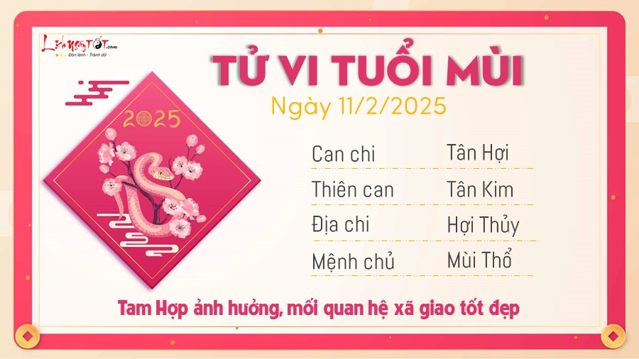 Tử vi tuổi Mùi ngày 11/2/2025