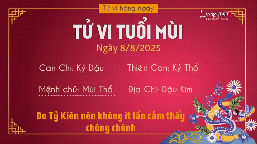 Tử vi tuổi Mùi ngày 8/8/2025