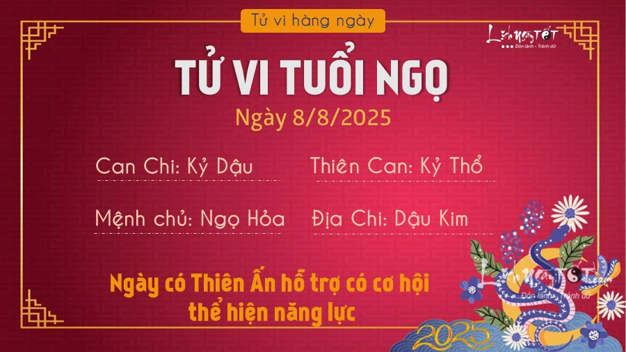 Tử vi tuổi Ngọ ngày 8/8/2025