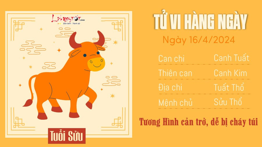 Tử vi tuổi Sửu ngày 16 tháng 04 với năng lượng chính ấn