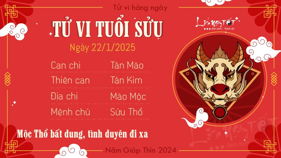 Tử vi tuổi Sửu ngày 22 tháng 1 năm 2025