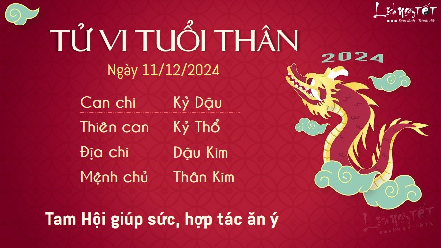 Tử vi tuổi Thân ngày 11 tháng 12 năm 2024