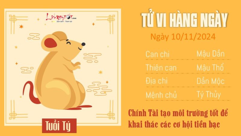 Tử vi tuổi Tý 10/11/2024 đón tài lộc