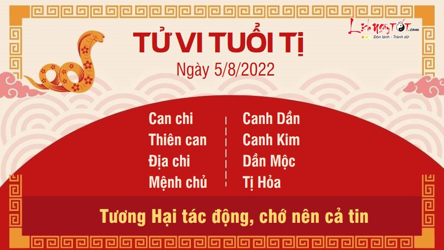 Tử vi tuổi Tỵ gặp khó khăn trong ngày 5 tháng 8