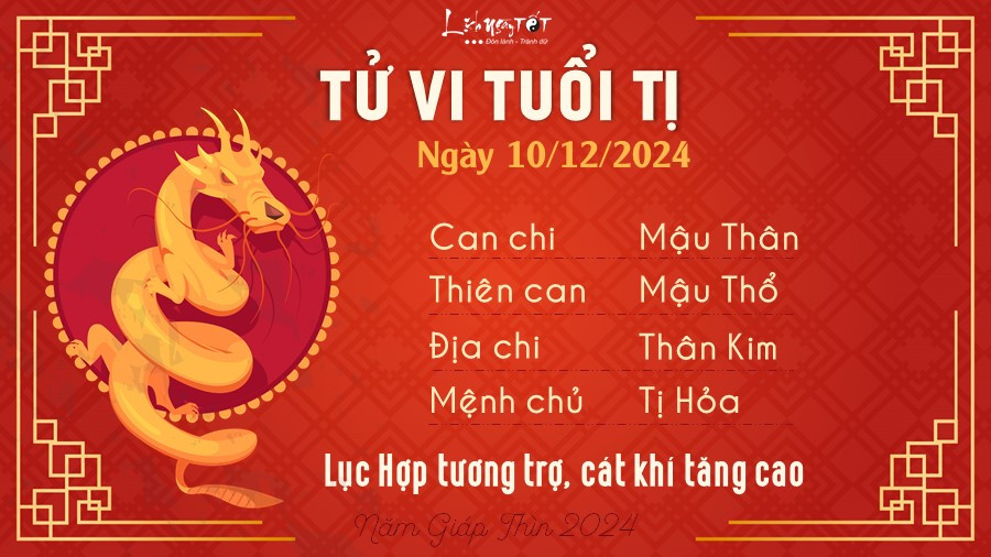 Tử vi tuổi Tỵ ngày 10/12/2024, nhiều cơ hội vàng đến trong sự nghiệp và tài lộc