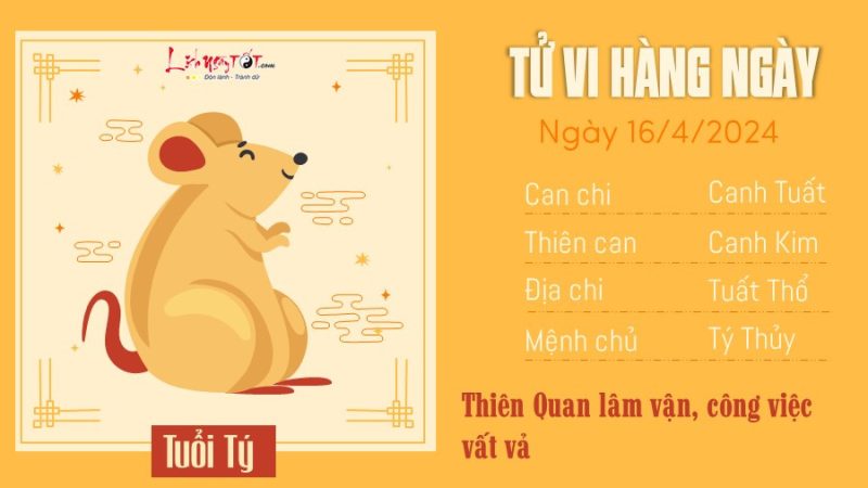 Tử vi tuổi Tý ngày 16 tháng 04 cần cẩn trọng