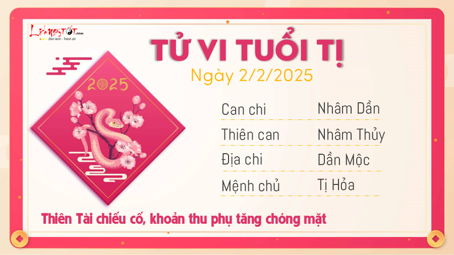Tử vi tuổi Tỵ ngày 2/2/2025