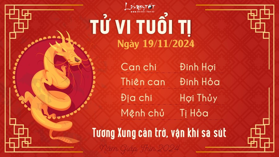 Tử vi Tỵ ngày 19 tháng 11 năm 2024 - Tập trung hơn trong công việc