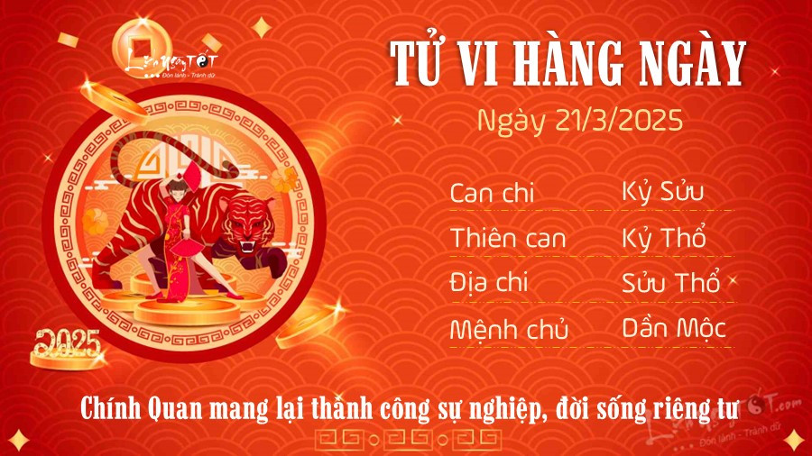 Tuổi Dần kiên trì đạt thành công nhưng cần cân bằng cuộc sống trong tử vi ngày 21