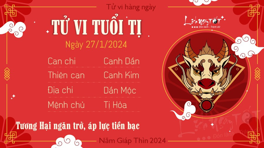 Tuổi Tỵ đối mặt với những thách thức trong công việc theo tử vi ngày 27 1.