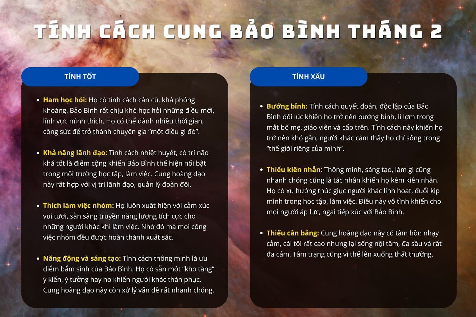 Ưu điểm và nhược điểm trong vận mệnh của Bảo Bình tháng 2