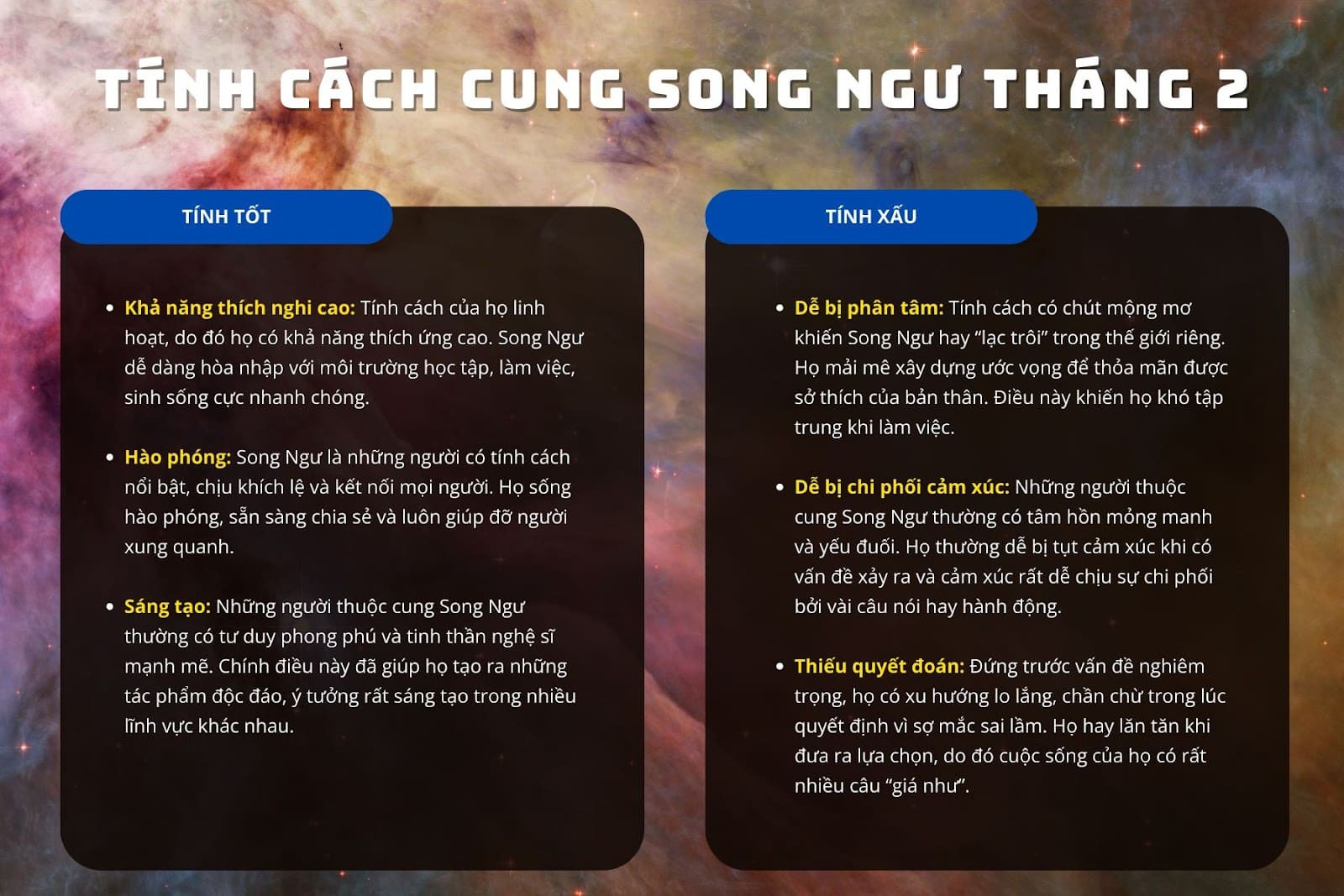Ưu điểm và nhược điểm trong vận mệnh của Song Ngư tháng 2