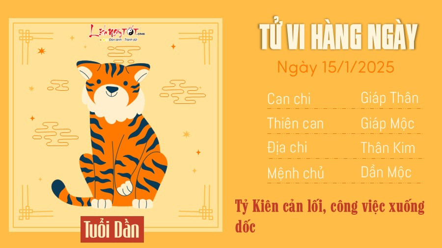 Vận hạn tuổi Dần theo tử vi ngày 15 tháng 1 năm 2025