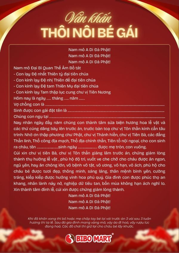Văn khấn cúng thôi nôi cho bé gái