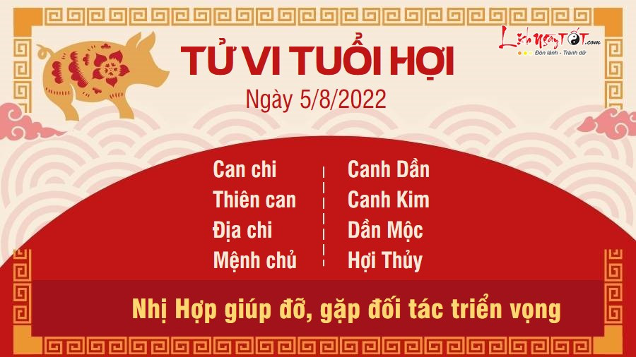 Vận may tài lộc của tuổi Hợi theo tử vi ngày 5 tháng 8