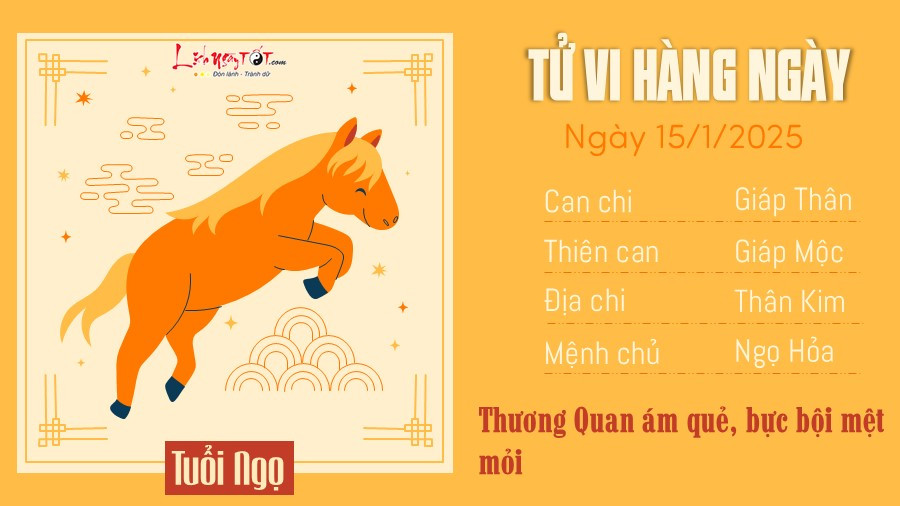 Vận trình tình cảm và công việc tuổi Ngọ ngày 15 tháng 1 năm 2025