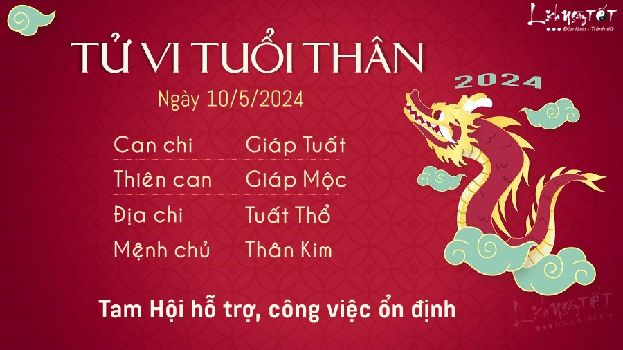 Vận trình tử vi 10/5 của tuổi Thân: Công việc ổn định, tài lộc khởi sắc