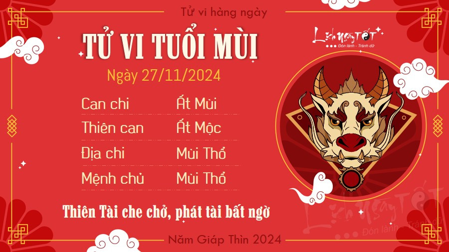 Vận trình tuổi Mùi 27/11/2024