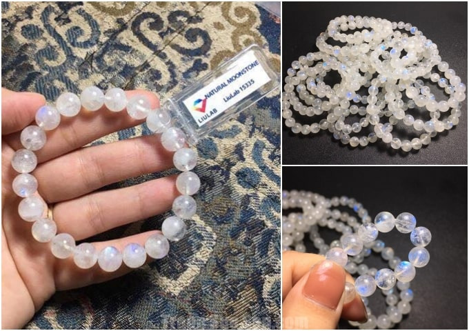 Vòng tay đá moonstone với ánh sáng huyền ảo