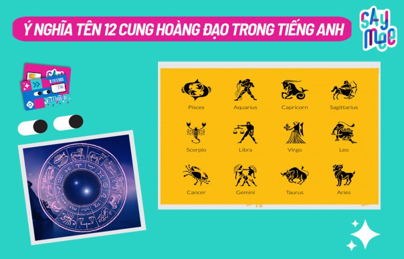Vòng tròn 12 cung hoàng đạo tiếng Anh và ý nghĩa trong chiêm tinh