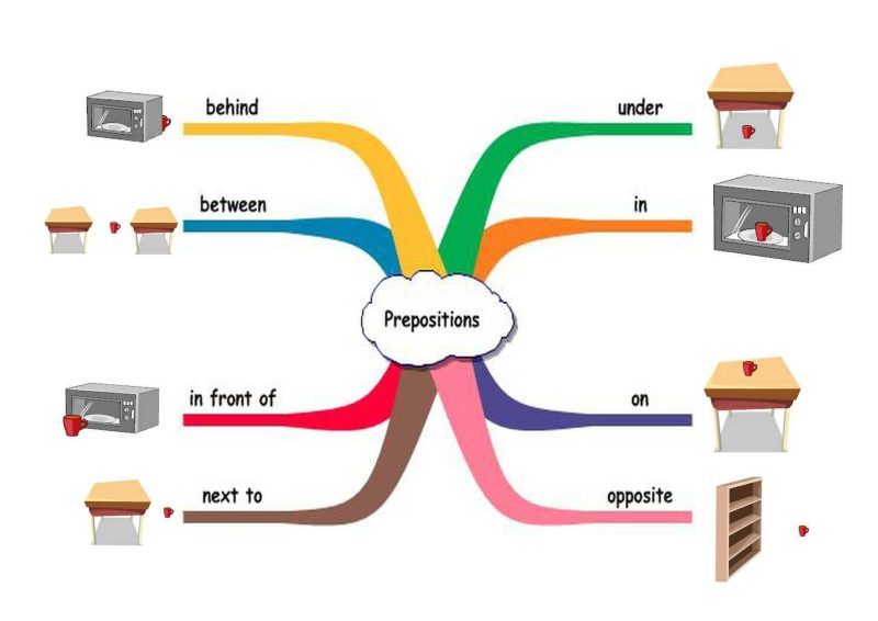 Ảnh minh họa các giới từ chỉ vị trí cơ bản trong tiếng Anh