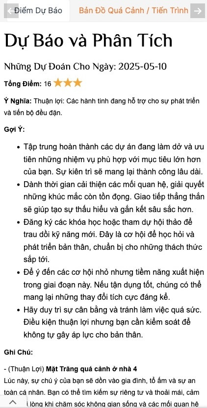 Bản đồ sao quá cảnh dự đoán các sự kiện và năng lượng hàng ngày theo chiêm tinh học
