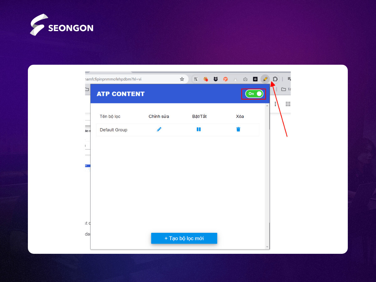Bật trạng thái ON để kích hoạt ATP Content, sẵn sàng check từ vi phạm chính sách Facebook