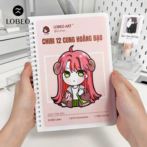 Bức tranh chibi cung Song Ngư đáng yêu, một ví dụ về vẽ 12 cung hoàng đạo chibi