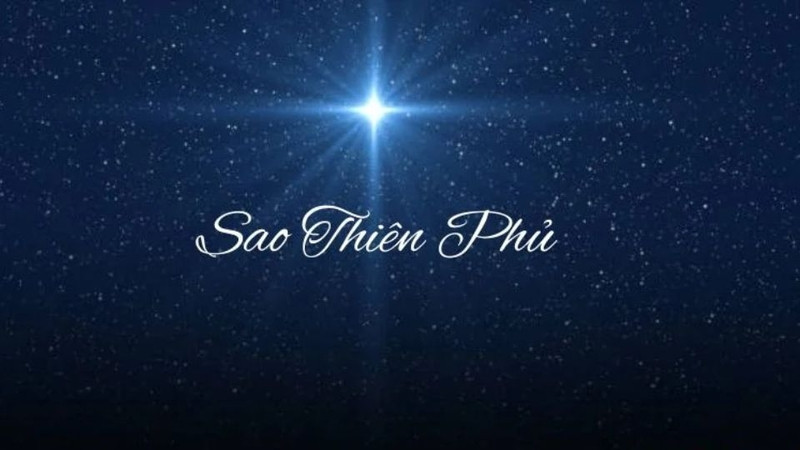 Bức tranh mô tả hình ảnh một người cha và con trai đang trò chuyện dưới ánh sáng của sao Thiên Phủ