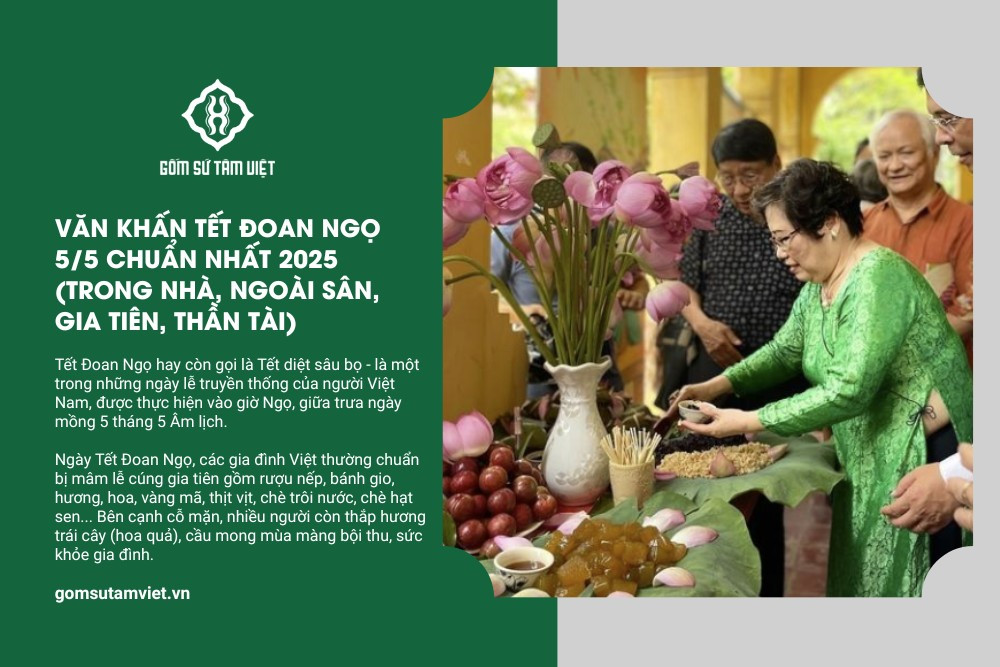 Chuẩn bị lễ vật cúng Tết Đoan Ngọ 2025 trong nhà thể hiện lòng thành.