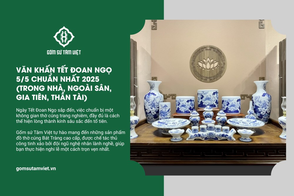 Đồ thờ cúng trang nghiêm cho nghi lễ văn khấn ngày 5/5, góp phần tạo nên không gian thờ phụng linh thiêng.