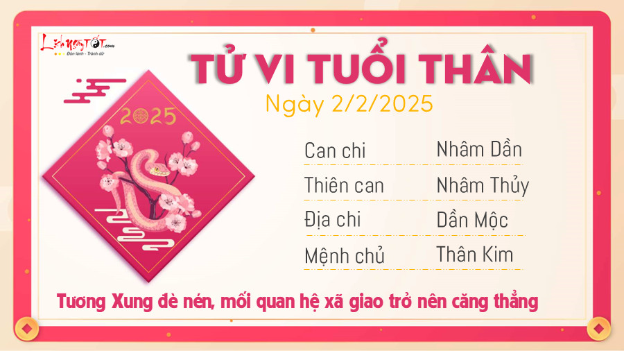 Dự báo tử vi 2/2/2025 tuổi Thân: Mối quan hệ xung đột, sức khỏe cần cải thiện