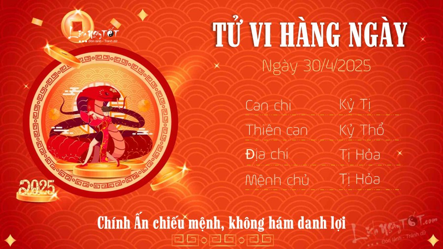 Dự báo tử vi ngày 30/4/2025 cho người tuổi Tỵ