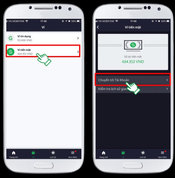 Giao diện ứng dụng Grab Driver minh họa các bước rút tiền từ ví Grab về tài khoản ngân hàng một cách dễ dàng.