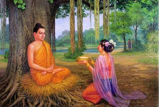 Hình ảnh Phật dạy về nghiệp báo, nhấn mạnh tầm quan trọng của tâm thiện