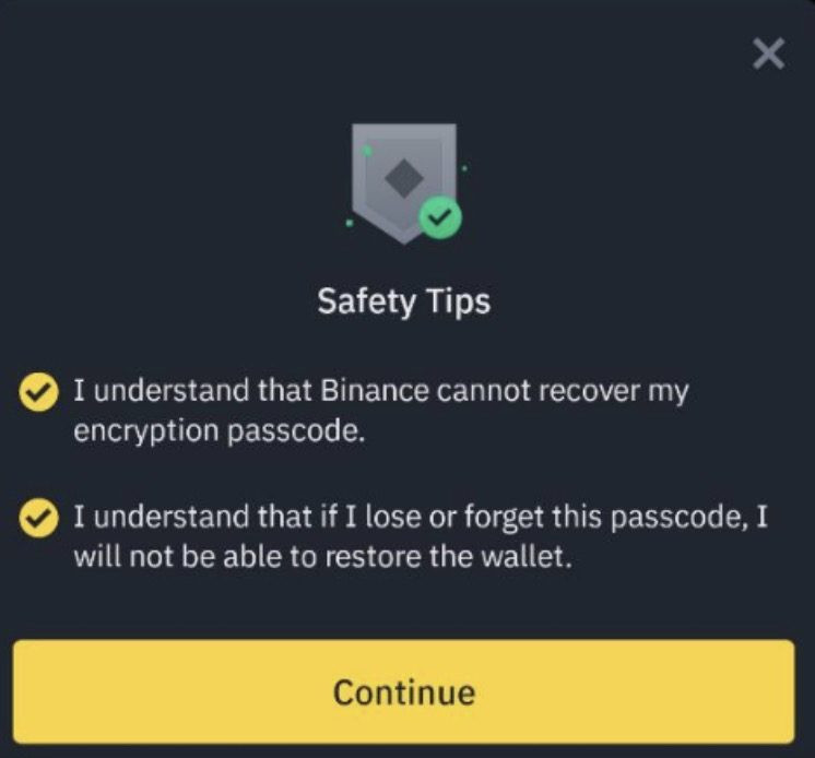 Hoàn tất sao lưu ví Binance Web3 vào bộ nhớ đám mây