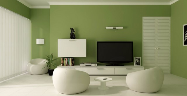 Không gian phòng khách tươi mát với gam xanh lá Grass Green, hỗ trợ vận khí cho người tuổi Ất Tỵ hợp màu gì.