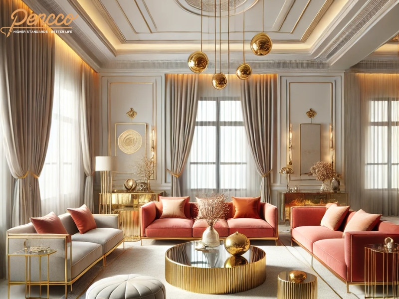 Khônh gian nội thất sang trọng và hài hòa phong thủy cho gia chủ mệnh Kim